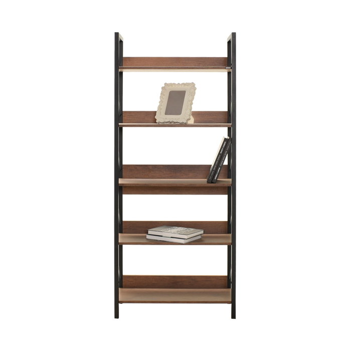 Hanah Home Ktp-850-Oo-1 Estantería de Nogal con Estructura Metálica, 73x172x35 cm, Tablero Melamina.